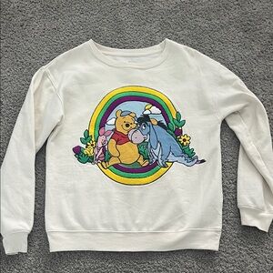 Disney White Sweatshirt with Pooh and Eeyore Rainbow Design